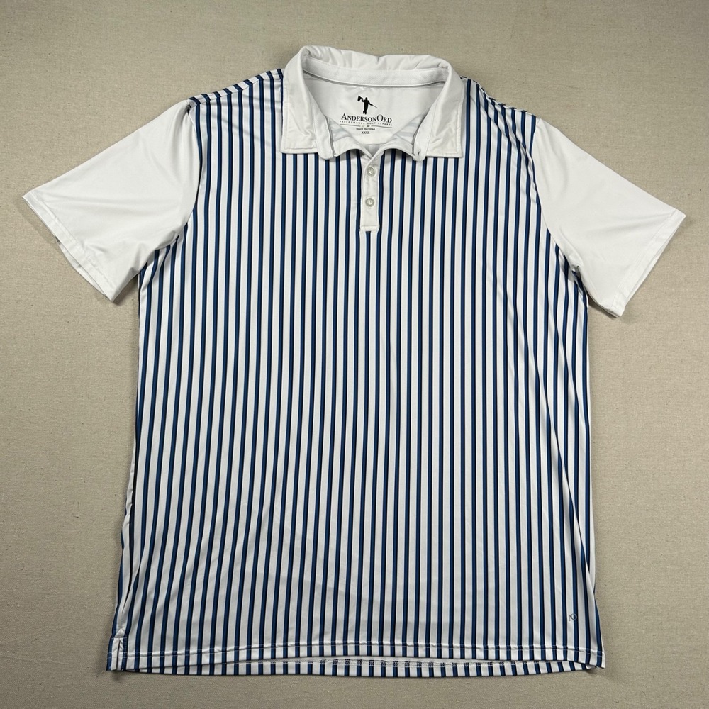 Anderson Ord Shirt Mens 3xl Golf Polo Vertical Stripes‎ Performance Stretch